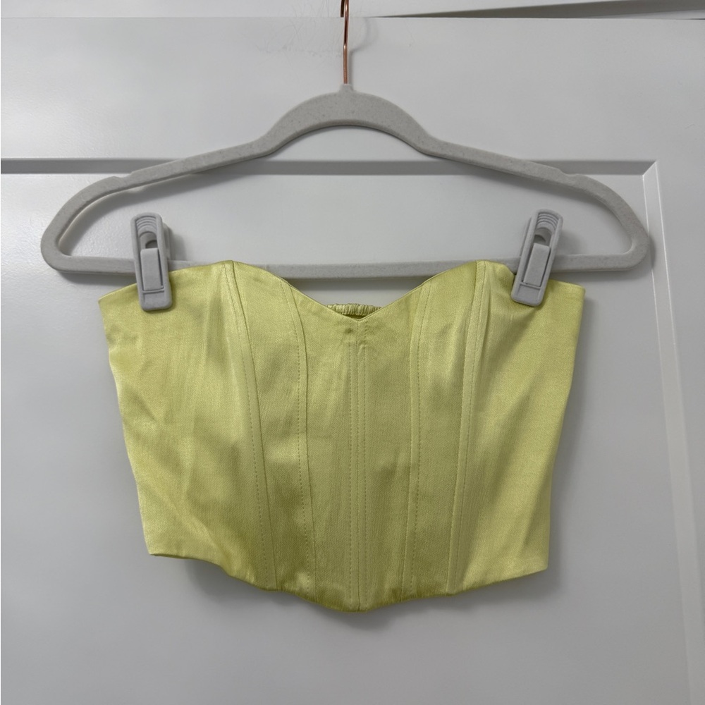 Zara Yellow/Lime Green Sleeveless Bustier Crop Top